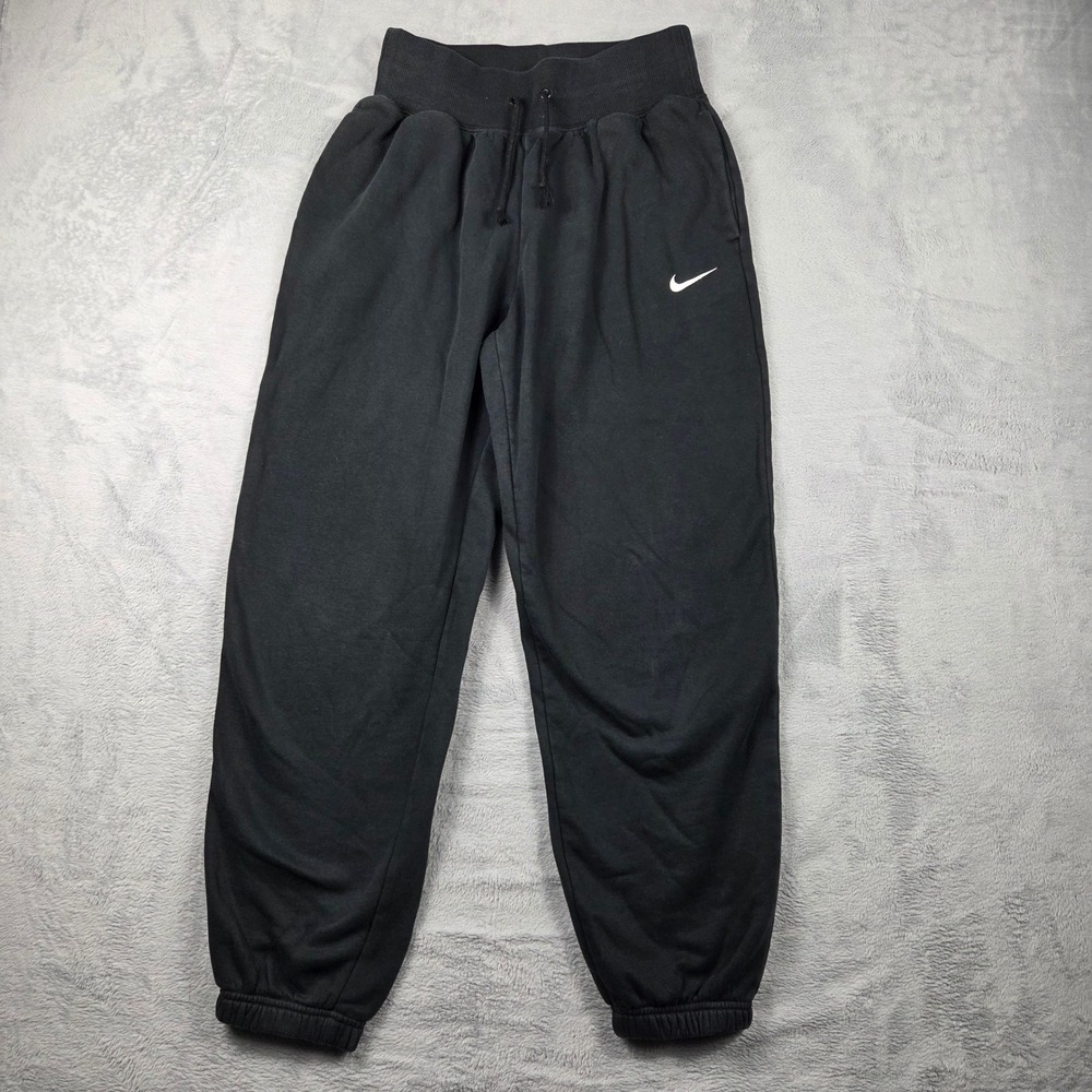 Nike Sweatpants Mens Small Black Excellent Fleece Joggers Embroidered Logo
